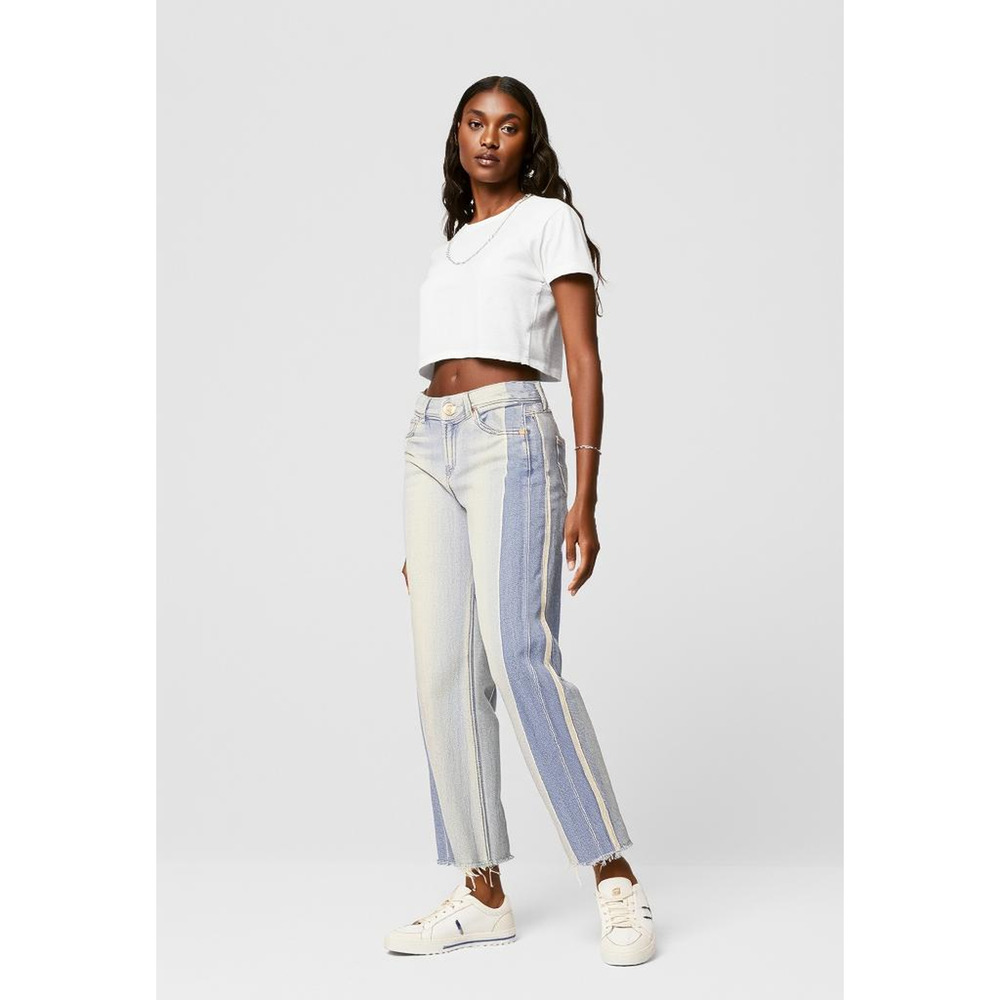 7 For All Mankind-Wmns Roxanne Ankle Jeans-Lt Wash-SideStripe Frayed Hems-size25